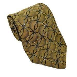 Robert Talbott BOC 59 x 3.75 Gold Geometric Silk Neck Tie Made In USA
